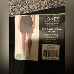 Black faux wrap skort.